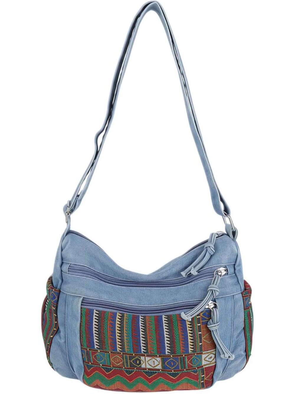 Denim Crossbody Bag,Boho Jean Bag for Women,Hobo Casual Hippie Crossbody Purse,